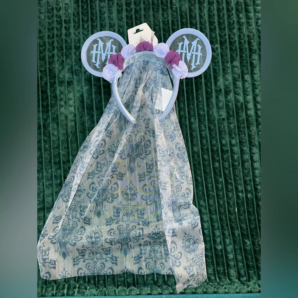 Disney Parks Haunted Mansion Blue and Purple Floral Headband